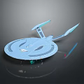 Blue Sci Fi Spaceship Model With Disc Shaped Body Engine Wings And Reflective Surface 3d model