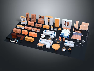 3D Furniture Models Collection With Various Types Including Sofa Table Cabinet And Bed 3d model