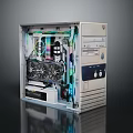 Open Desktop Computer Case Featuring RGB Lighting Cooling Fans And Internal Hardware Components 3d model