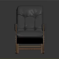 Gray Upholstered Single Sofa With Wooden Armrests Comfortable Backrest And Sturdy Legs