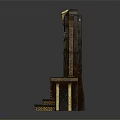 Ornate Carved Throne With Golden Accents Intricate Patterns And Dark Wood Base