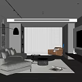 Modern Living Room Interior Design With Gray L shaped Sofa Round Coffee Table And Floor Lamp