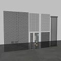Wall Featuring Various Textured Panels Glass And Brick Design Elements 3d model