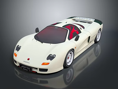 White Sports Car With Red Seats And Sleek Aerodynamic Exterior Design 3d model