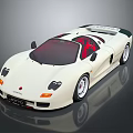 White Sports Car With Red Seats And Sleek Aerodynamic Exterior Design