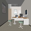 Modern Medical Consultation Room Interior With Desk Computer Posters And Green Stools