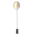 Three Modern Floor Lamps Soft Lit With Silver Pole And Oval Shade