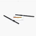 Two Black Traditional Japanese Swords With Metal Blades And Classic Handle Design
