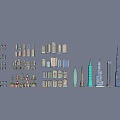 Cartoon City High-rise Skyscrapers Residential Building Fit Combination Low-model Cartoon Children's Building Blocks City Building Combination Transportation Building Tools Toy Building Blocks 3d model