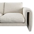 Light Beige Modern Three-Seater Sofa With Upholstered Cushions And Curved Arms