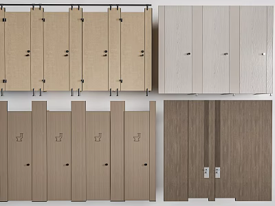 Modern Wooden Room Dividers With Folding Doors And Panel Design In Various Tones 3d model