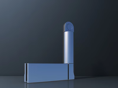 Modern Sleek Metallic Door Handle Featuring Cylindrical Design And Rectangular Base 3d model
