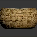 Round Woven Basket With Natural Material And Intricate Texture On Dark Background