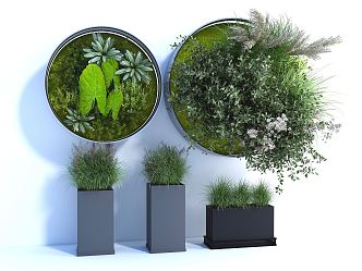 Modern plant wall green plant wall decoration 3d model