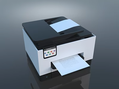 Modern Office Appliance Desktop Multifunctional Printer Featuring Efficient Control Panel And Paper Output 3d model