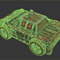 Vintage Red Toy Car With Red Sirens Mechanical Parts And Worn Texture