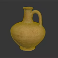 Antique Terracotta Jug With Curved Handle And Orange Textured Surface