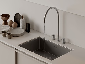 Stainless steel sink kitchen sink under counter basin faucet sink built-in sink single sink 3d model