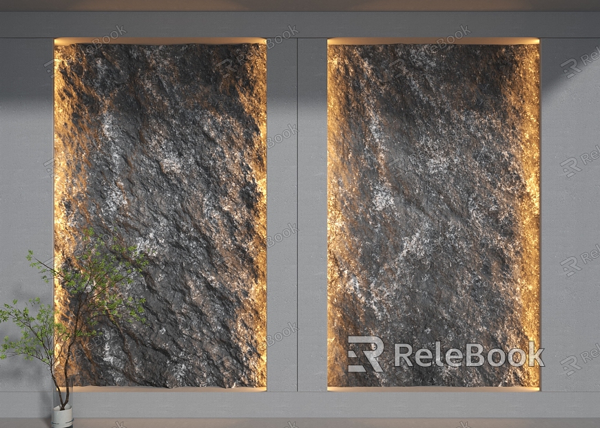 rubble background wall molten rock model