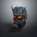 Futuristic Sci Fi Helmet With Spiked Protrusions Orange Eyes And Mechanical Design