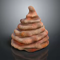 3D Rendered Stacked Reddish Brown Textured Object With Reflective Base and Dark Background