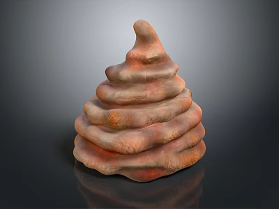 3D Rendered Stacked Reddish Brown Textured Object With Reflective Base and Dark Background 3d model