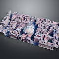 Aerial View Of Dense Urban Buildings With Central Domed Structure And Historic Architecture
