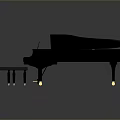 Black Grand Piano With Purple Stool For Home Living Room Decoration Use