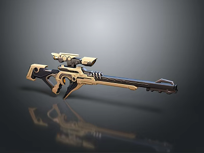 Futuristic Sci Fi Weapon With Tactical Scope And Gold Black Sleek Design 3d model