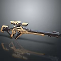 Futuristic Sci Fi Weapon With Tactical Scope And Gold Black Sleek Design