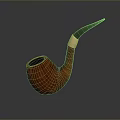 Classic Red Wooden Smoking Pipe With Black Mouthpiece And Golden Connector