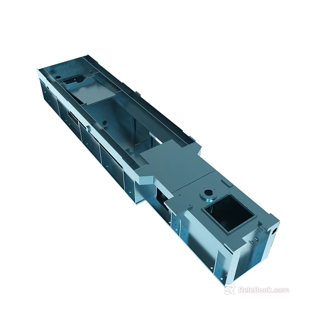 Heavy Duty Metal Industrial Component With Long Structure Multiple Compartments And Holes 3d model 