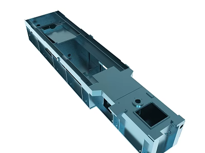 Heavy Duty Metal Industrial Component With Long Structure Multiple Compartments And Holes 3d model