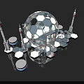 Starry Sky Themed Photo Spot With Transparent Spherical Structure And Rocket Models Reflective Floor