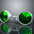 Sleek Daily Use Eyeglasses With Green Lenses White Frames And Reflection Design