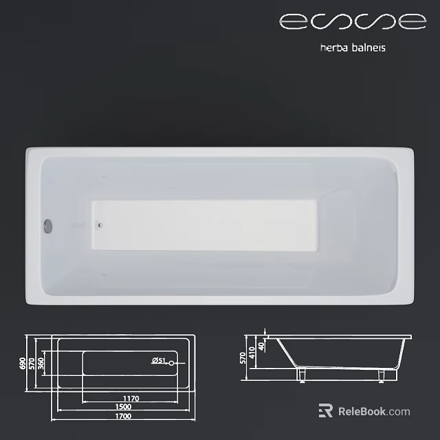White Modern Bathtub With Technical Drawing And Dimensions 3d model 