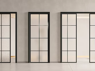 Modern medieval glass sliding door glass door carved glass door frosted glass door pocket door 3d model
