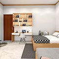 Cozy Kids Room With Two Beds Wooden Furniture Moon Star Decor And Building Blocks