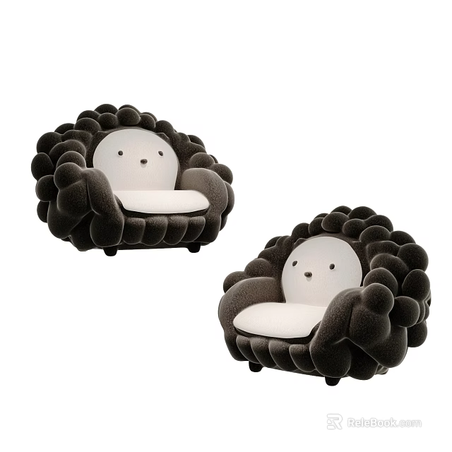 Cute Hedgehog Shaped Bean Bag Chair With Black White Design For Home Decor 3d model 