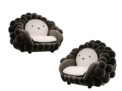 Cute Hedgehog Shaped Bean Bag Chair With Black White Design For Home Decor 3d model