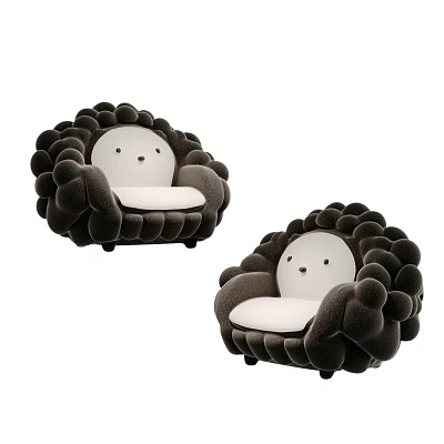 Cute Hedgehog Shaped Bean Bag Chair With Black White Design For Home Decor 3d model