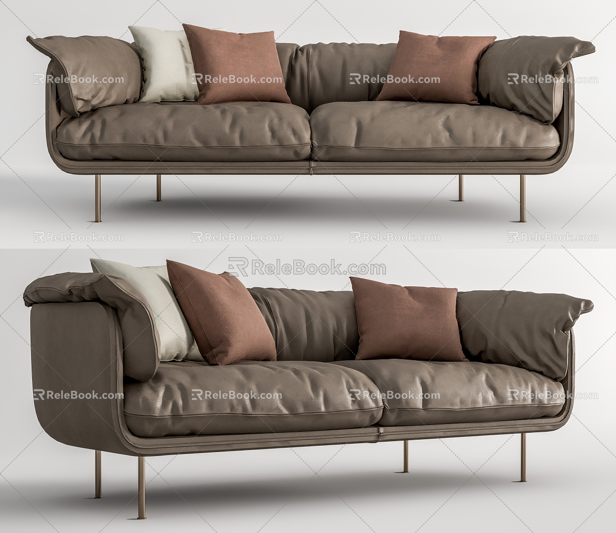 Leather double sofa Modern double sofa 3d model