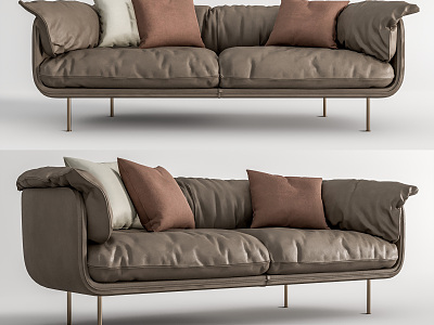 Leather double sofa Modern double sofa model