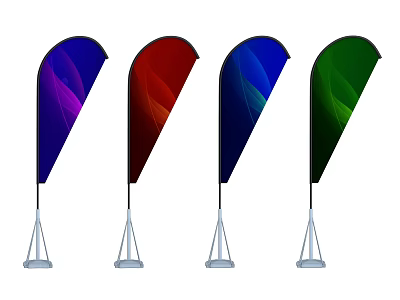 Colorful Outdoor Teardrop Flags With Stand In Multiple Vibrant Hues 3d model