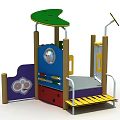 Colorful Playground Equipment Featuring Green Top Blue Panel Yellow Steps And Decorative Elements 3d model