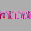 Pink Arched Event Passage With Series Of Arches And Colorful Light Reflections