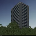 High Rise Residential Building With Surrounding Greenery Parking Lot Roads And Modern Design