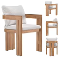 Leisure Chair With Wooden Frame White Cushion Armrest Design Multiple Angles