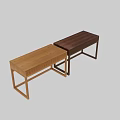 Modern Walnut Wooden Desk With Ribbed Front Panel And Minimalist Design
