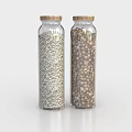 Transparent Ceramic Jars With Wooden Lids Containing Rice And Beans For Kitchen Storage